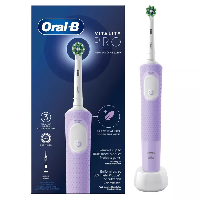 Oral-B Vitality Pro elektrinis dantų šepetėlis violetinis 1 šepetėlis