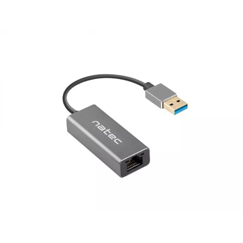 USB šakotuvas NATEC Cricket USB 3.2 Gen 1 Type-A su RJ-45 Ethernet 1000 Mbit/s, aliuminio korpusas, juodas