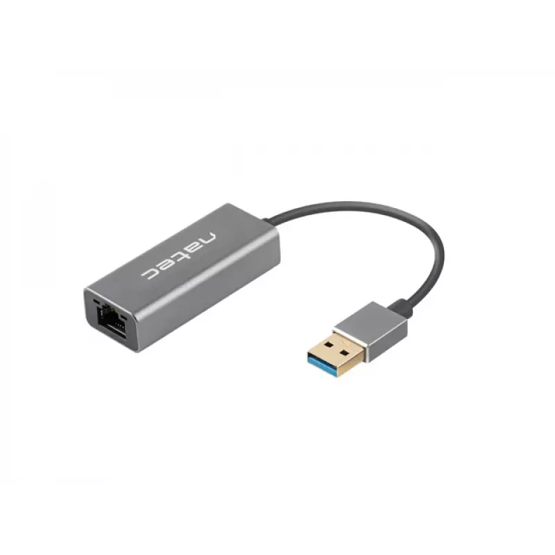 USB šakotuvas NATEC Cricket USB 3.2 Gen 1 Type-A su RJ-45 Ethernet 1000 Mbit/s, aliuminio korpusas, juodas