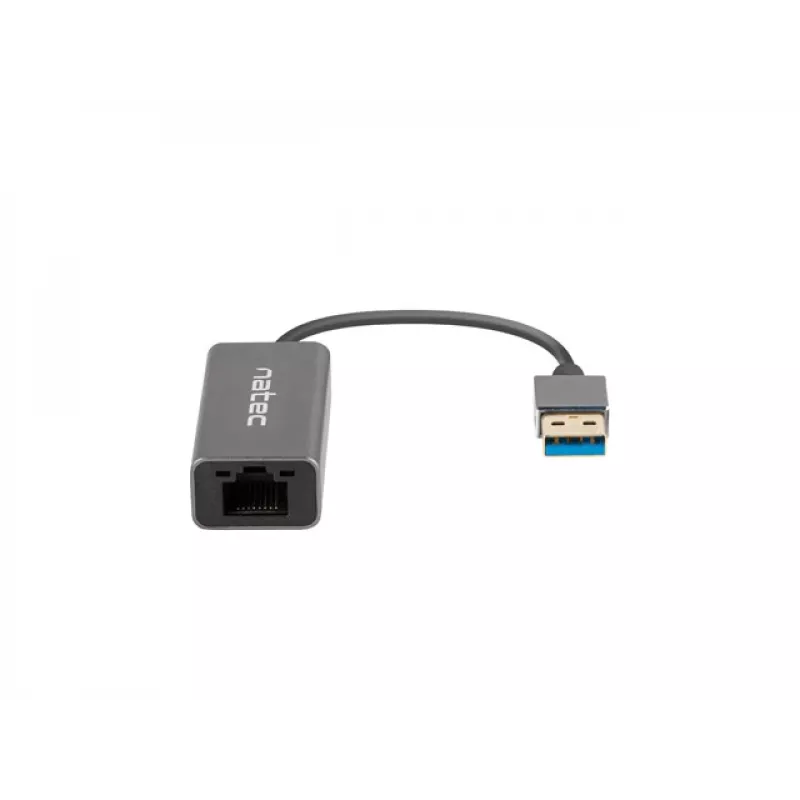 USB šakotuvas NATEC Cricket USB 3.2 Gen 1 Type-A su RJ-45 Ethernet 1000 Mbit/s, aliuminio korpusas, juodas