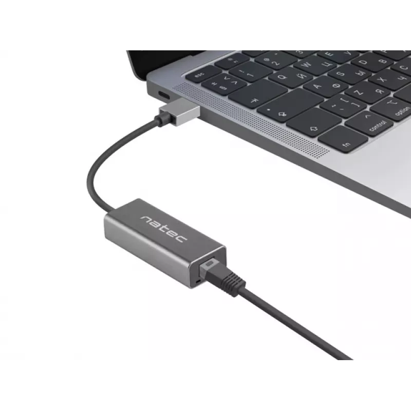USB šakotuvas NATEC Cricket USB 3.2 Gen 1 Type-A su RJ-45 Ethernet 1000 Mbit/s, aliuminio korpusas, juodas