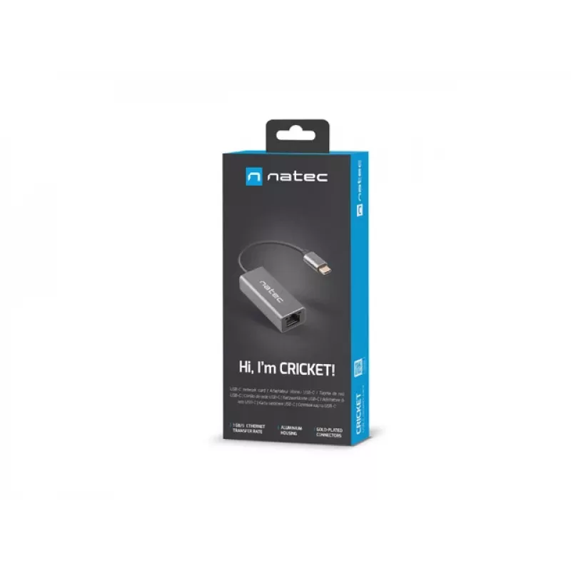 NATEC Cricket USB 3.2 Gen 1 Type-C pilkas eterneto šakotuvas 1000 Mbit/s