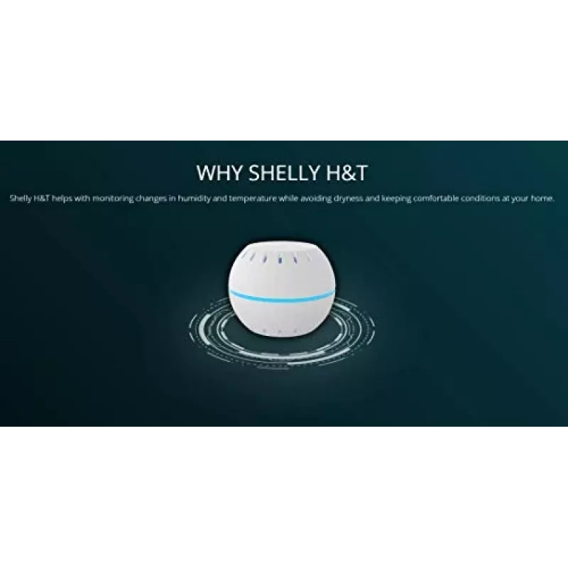Shelly H&T, Drėgmės ir temperatūros belaidis išmanusis jutiklis, kompaktiškas, WiFi, higrometras, namų automatika, iOS Android programa – juodas