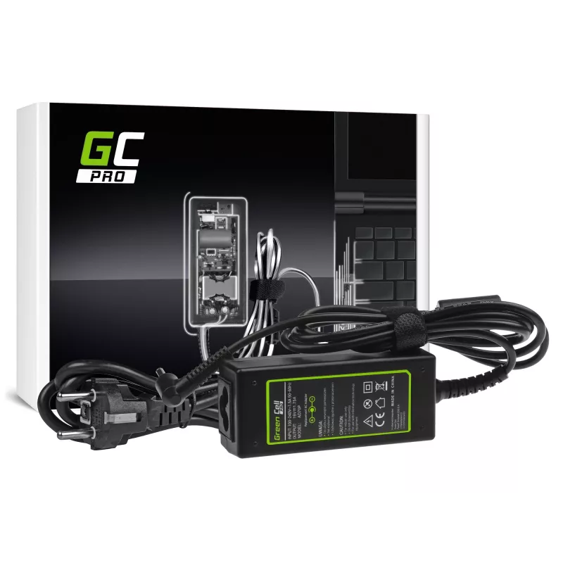 Maitinimo adapteris Green Cell AD70P, skirtas ASUS nešiojamiesiems kompiuteriams, 33W, 19V 1,75A, vidaus naudojimui, juodos spalvos