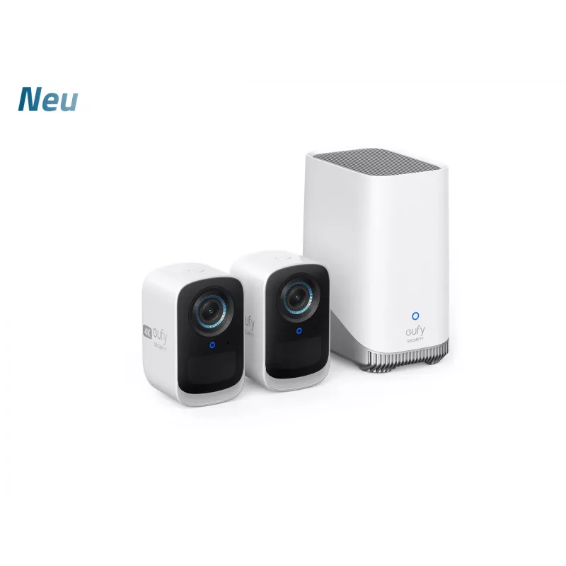 Eufy Security S300 EufyCam 3C 2-Cam Kit Security Camera Outdoor Wireless, 4K Camera, Expandable Local Storage up to 16TB, Face Recognition AI