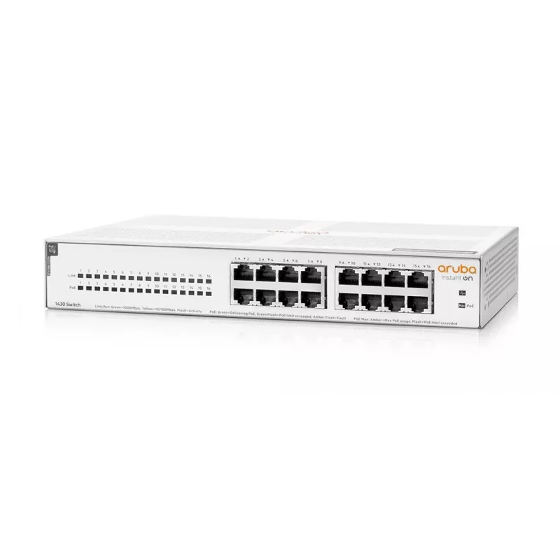 HPE Aruba Networking Aruba Instant On 1430 16G Class4 PoE 124W nevaldomas L2 Gigabit Ethernet (10/100/1000) maitinimas per Ethernet (PoE) 1U balta