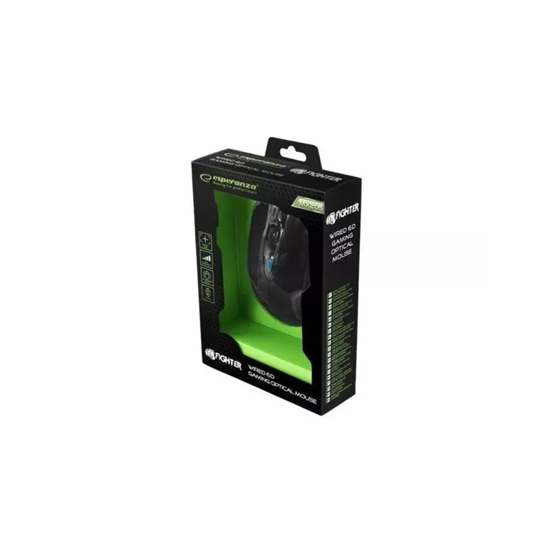 Esperanza MX205 FIGHTER - pelė - USB - mėlyna - pelė - optinė - 6 mygtukai - juoda