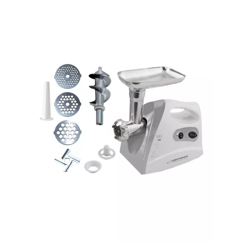 Elektrinė mėsmalė ESPERANZA EKM012E 600 W, pilka, 2,6 kg, reversas, dešrų antgalis, kebabų gamintojas