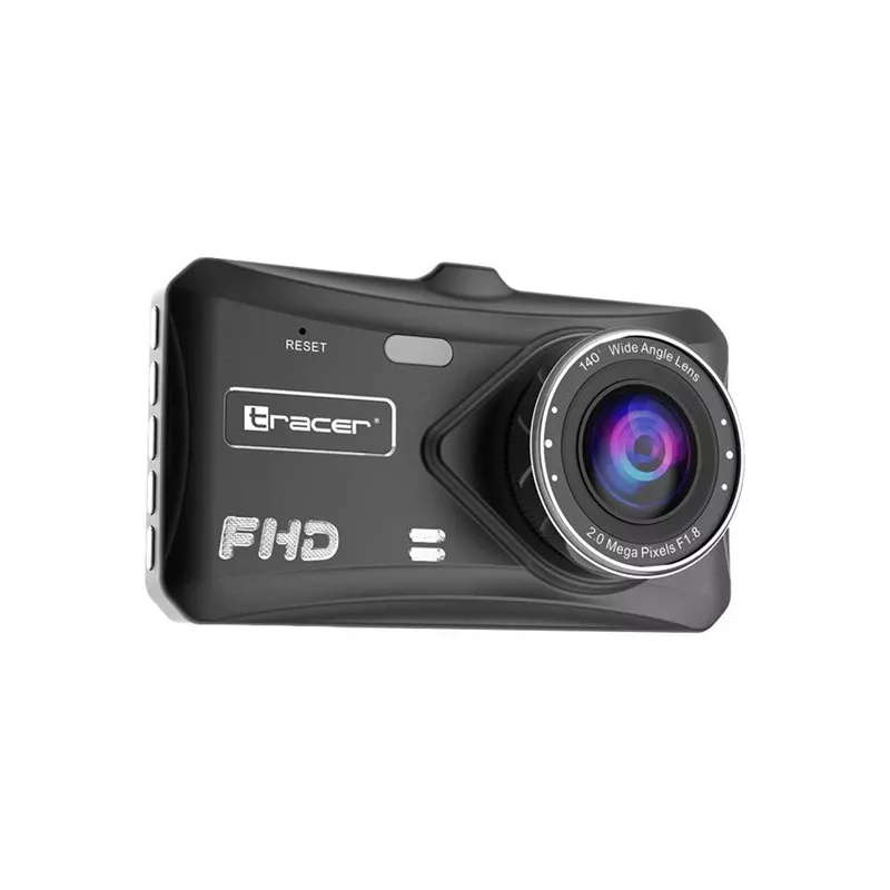 Vaizdo registratorius TRACER 4TS Full HD dviejų kanalų prietaisų skydelio kamera, 2 MP pagrindinė, 0,4 MP salono, 140°/60° kampai, 4 colių IPS ekranas, 150 mAh baterija, aliuminio korpusas, stovėjimo pagalba