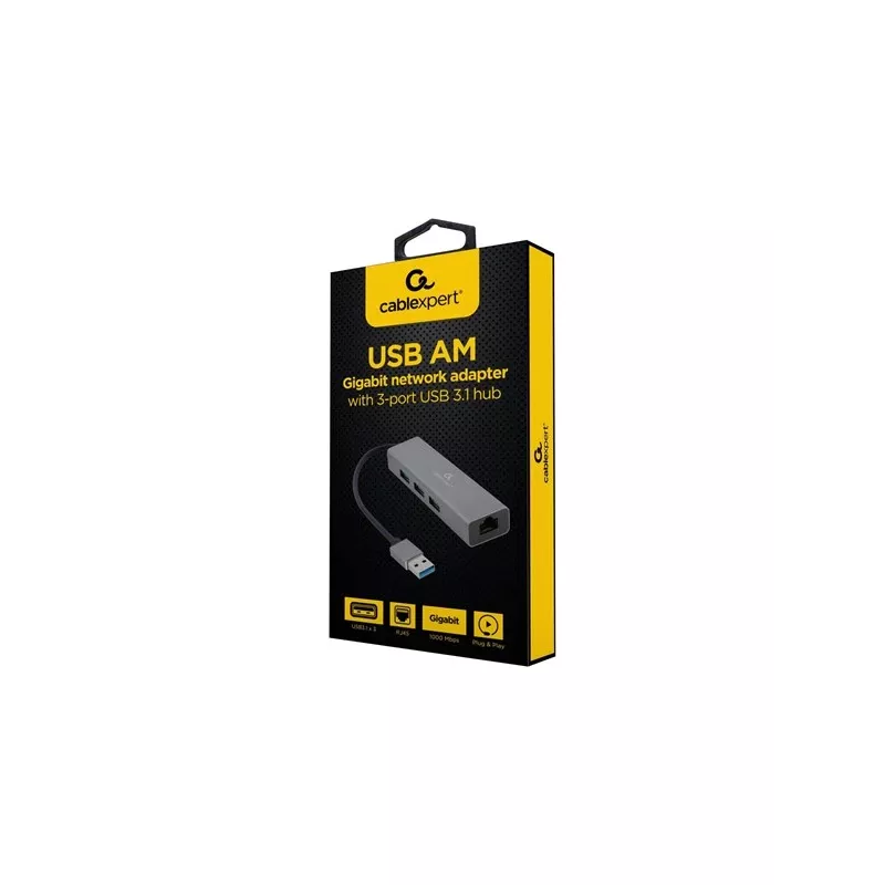 USB grafikos adapteris Gembird A-AMU3-LAN-01 — USB Type-A, USB 2.0/3.2 Gen 1, 0,17 m laidas, 50 g