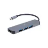 USB-C nešiojamojo kompiuterio dokas GEMBIRD A-CM-COMBO2-01 — USB 3.2 Gen 1 Type-C, 3× USB-A, 1× HDMI, pilkas