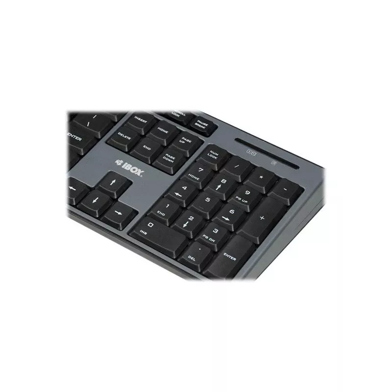 IBOX Desktop Kit Pro belaidė klaviatūra ir pelė, QWERTY viso dydžio 104 klavišai, 2,4 GHz, 1200 DPI, juoda