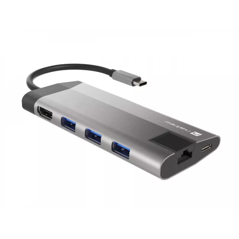 NATEC Fowler Plus USB Type-C Juoda Pilka MicroSD SD Hub