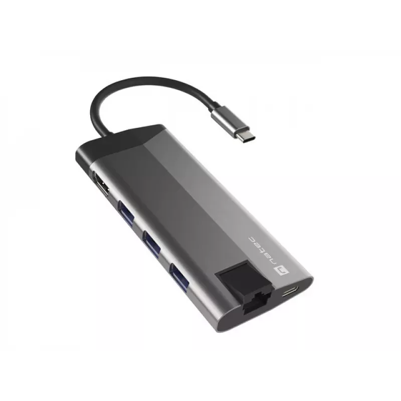NATEC Fowler Plus USB Type-C Juoda Pilka MicroSD SD Hub