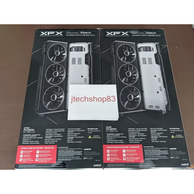 Grafikos plokštė XFX Radeon RX 7900 XTX 24 GB GDDR6, PCIe 4.0, 384-bit, 355 W, 3 ventiliatoriai