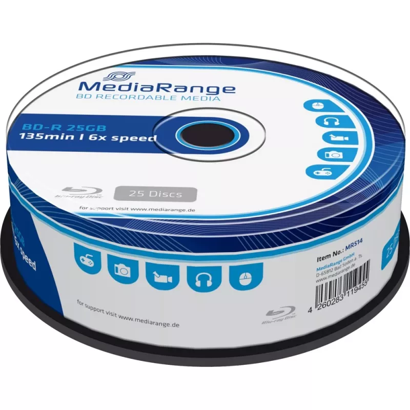 BD-R tuščiasis diskas MediaRange MR514 25 GB 25 vnt.