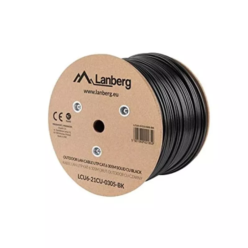 Lanberg LCU6-21CU-0305-BK tinklo kabelis juodas 305 m Cat6 U/UTP (UTP) lauko