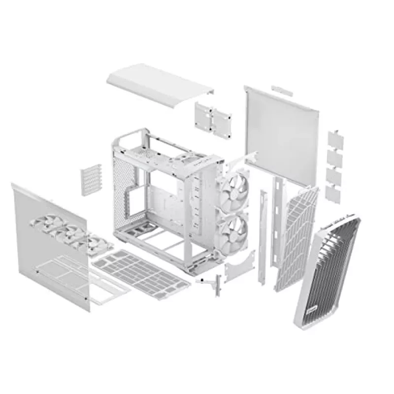 PC korpusas Fractal Design Torrent White — palaiko ATX, EATX, microATX, ITX; 2x180 mm priekiniai ventiliatoriai; 2,5 colio/3,5 colio vietos