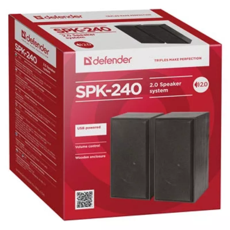 DEFENDER SPK-240 laidinės stalinės kolonėlės, 2.0, 6 W RMS, maitinamos USB, 3,5 mm, juodos
