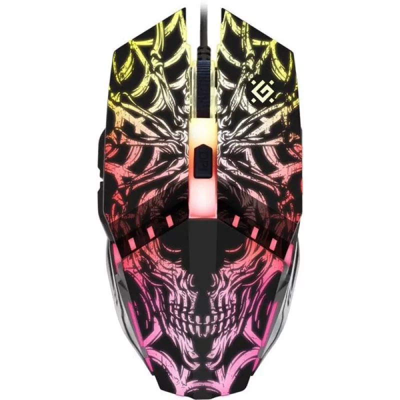Žaidimų pelė DEFENDER GM-670L (dvikryptė) optinė, 2400 DPI, 5 mygtukai, laidinė, juoda, RGB