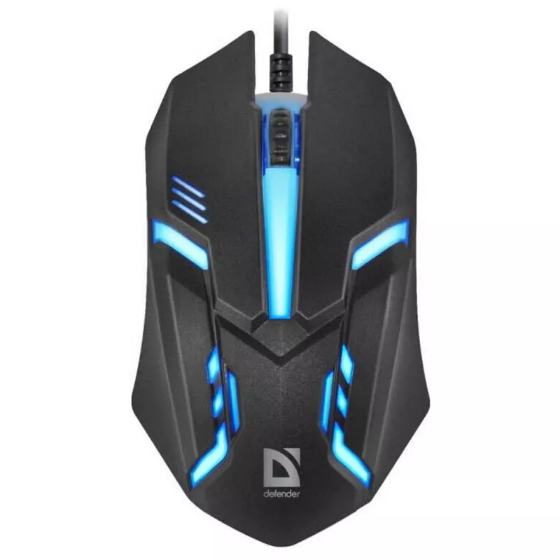 Laidinė optinė pelė DEFENDER CYBER MB-560L — abiem rankoms tinkama, 1200 DPI, USB Type-A, 2 mygtukai, juoda