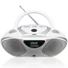 CD grotuvas BLAUPUNKT BB14WH — CD grotuvas su MP3 atkūrimu, USB, LCD, laikrodis, 2x1 W garsiakalbiai, sidabrinis/baltas