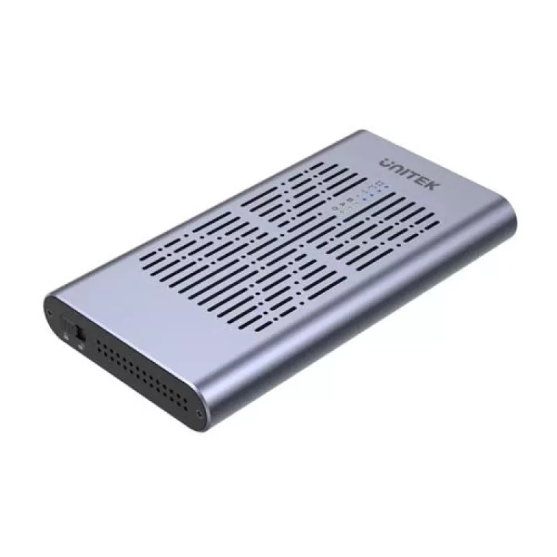SSD dėklas Unitek S1206A 2× M.2 NVMe PCIe Gen3 x4 diskams, USB 3.2 Gen 2 (10 Gbit/s), aliuminis, USB-C, komplekte maitinimo adapteris
