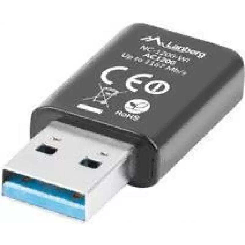 Belaidis USB tinklo adapteris LANBERG NC-1200-WI, WLAN USB 2.0, 2x vidinės antenos 2 dBi, iki 5000 Mbit/s