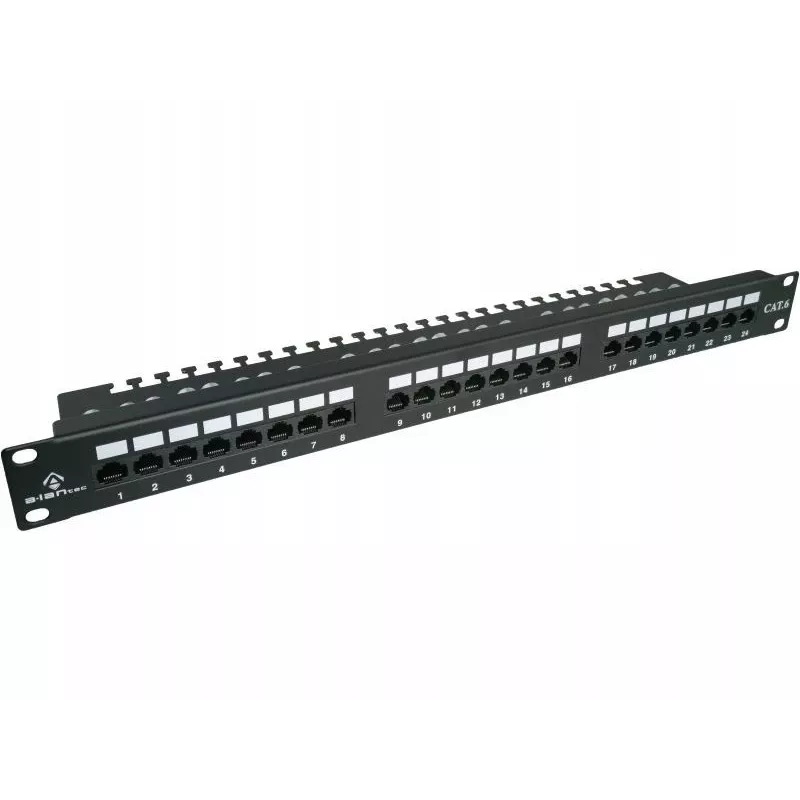Pleistuvas Alantec PK001 24 prievadų UTP Cat.6 1U 19 colių – 24x RJ45, U/UTP (UTP), juodas