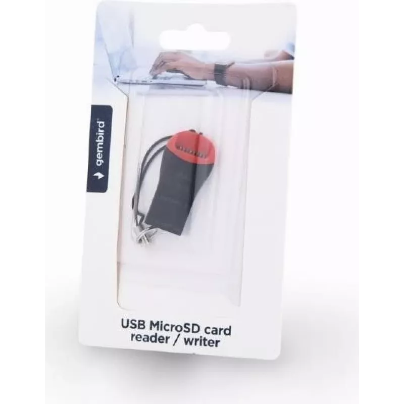 „Gembird“ kortelių skaitytuvas FD2-MSD-3 USB 2.0 juoda raudona