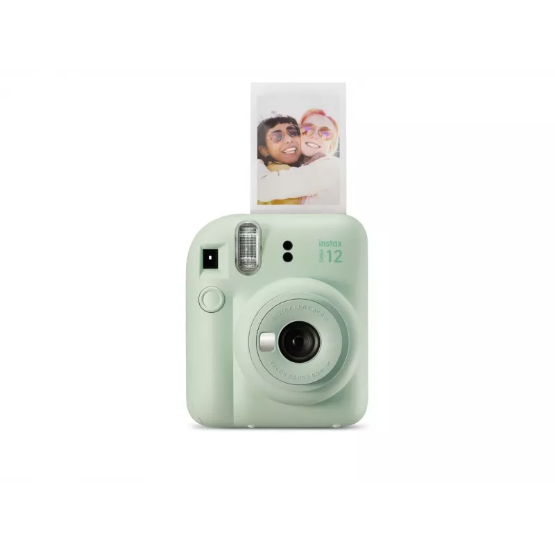 Momentinis fotoaparatas Fujifilm Instax Mini 12 žalia — nuotrauka 86x54 mm, juosta 62x46 mm, 60 mm židinio nuotolis
