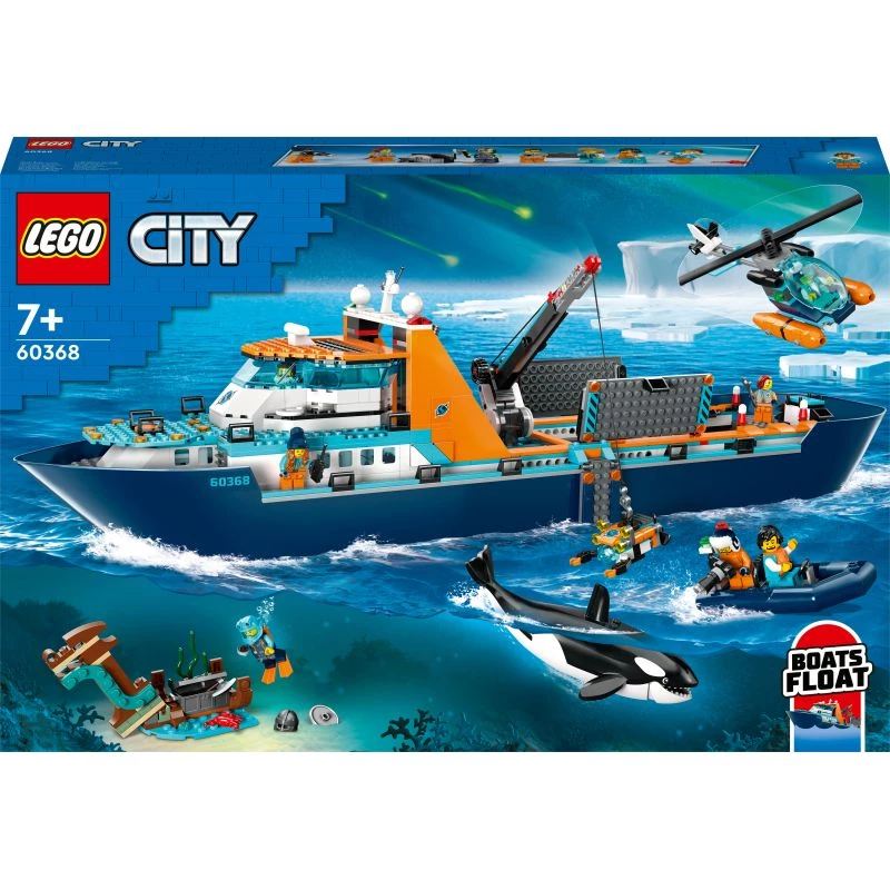 Konstravimo žaislas LEGO City Arkties tyrinėjimo laivas 60368 — 815 dalių, 7+ metų, yra 4 minifigūrėlės
