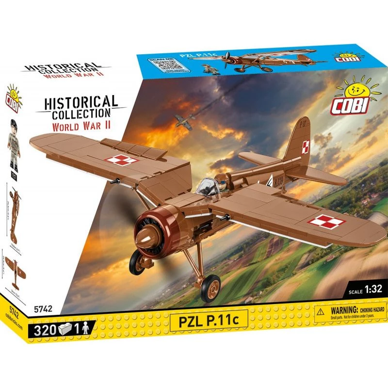 Statybinis rinkinys COBI PZL P.11c 320 dalių Antrasis pasaulinis karas