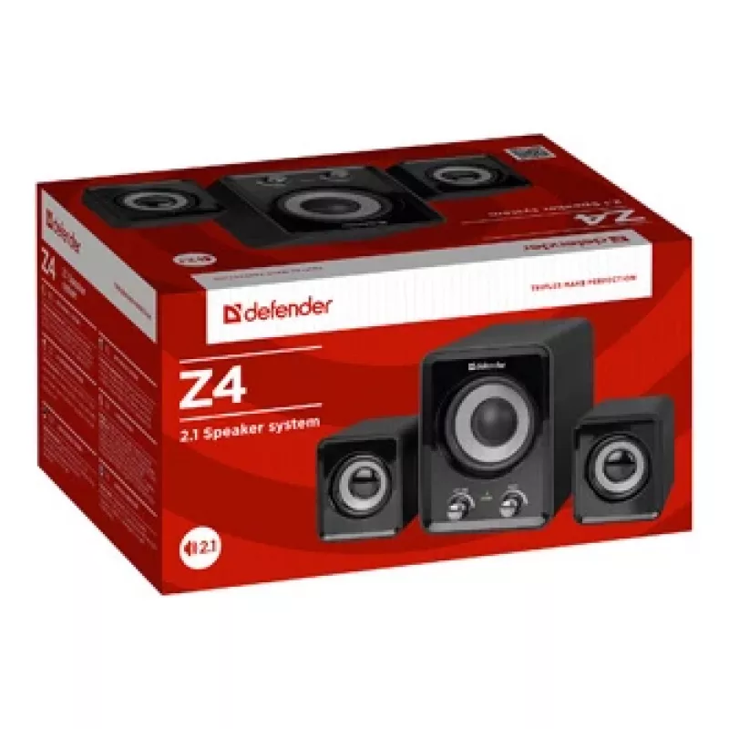 DEFENDER Z4 laidinės 2.1 kolonėlės, 11 W RMS, juodos, USB 5V maitinimas, 3,5 mm ausinių išvestis