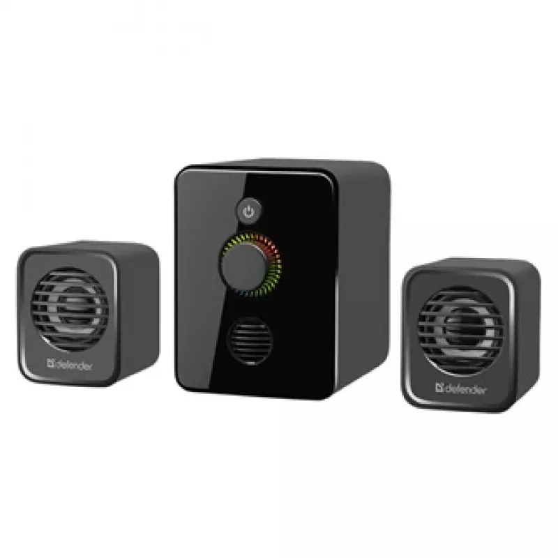 2.1 kompiuterio garsiakalbiai DEFENDER V12 11W RMS USB, 3.5 mm, žemų dažnių garsiakalbis, juodi, 223×115×130 mm
