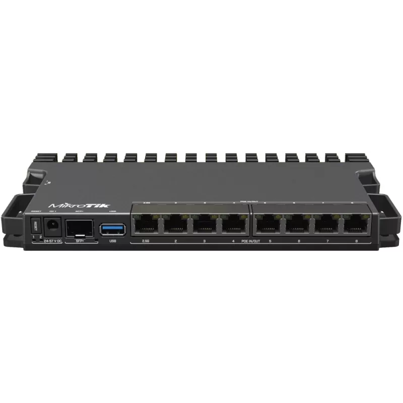 Laidinis maršrutizatorius MikroTik RB5009UPR+S+IN — 8x RJ-45 PoE prievadai, 2,5GbE, SFP+ lizdas, RouterOS