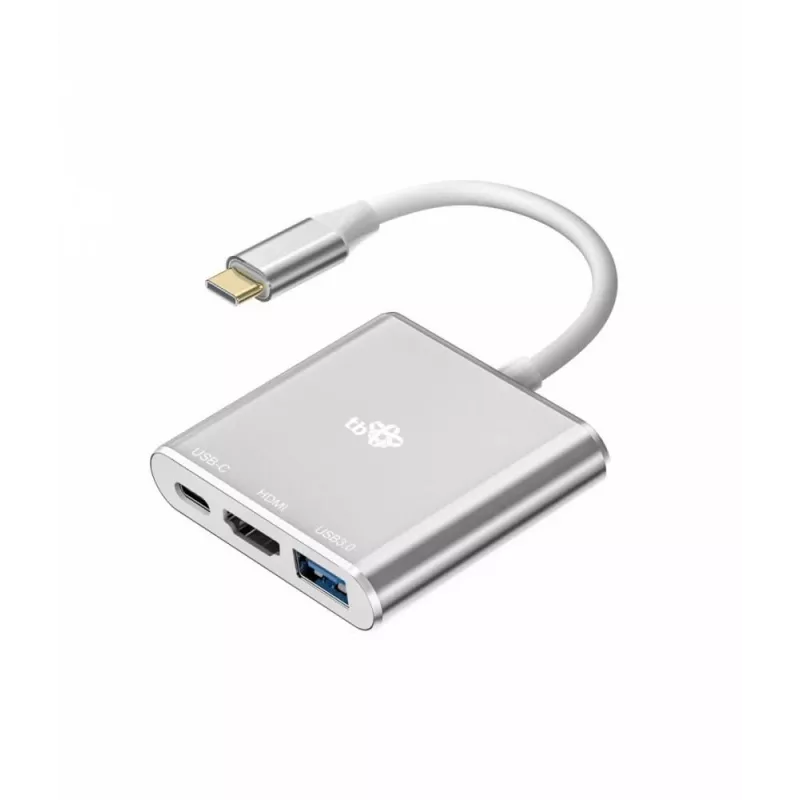 USB C adapterių stotelė TB AKTBXVAU3HMPDAV — 3 viename: HDMI + USB-A + USB-C PD, sidabrinė