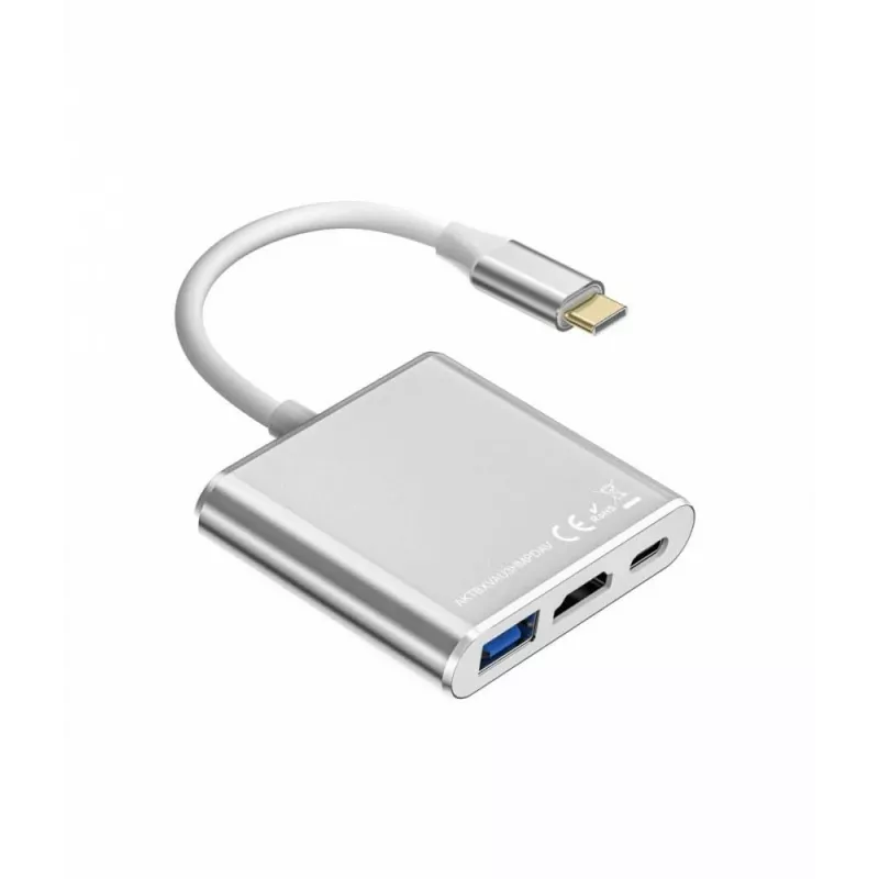 USB C adapterių stotelė TB AKTBXVAU3HMPDAV — 3 viename: HDMI + USB-A + USB-C PD, sidabrinė