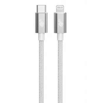 TB kabelis USB-C - Lightning braided 1m, Sidabrinė