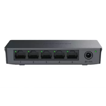 Grandstream GWN7700 2 lygio nevaldomas jungiklis 5x Gigabit prievadai 10 Gbps perjungimo talpa 802.1p QoS Juodas stalas/sieninis montavimas 5 VDC