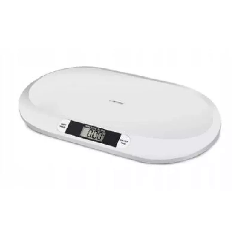 Elektroninės kūdikių svarstyklės ESPERANZA EBS019 — talpa 0,03–20 kg, 0,01 kg padala, didelis 60×25 mm LCD, balta