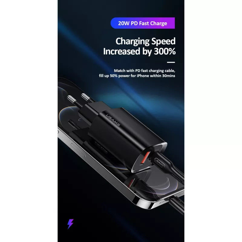 Įkroviklis usams T35 20W PD3 USB-C į USB greitasis įkrovimo adapteris