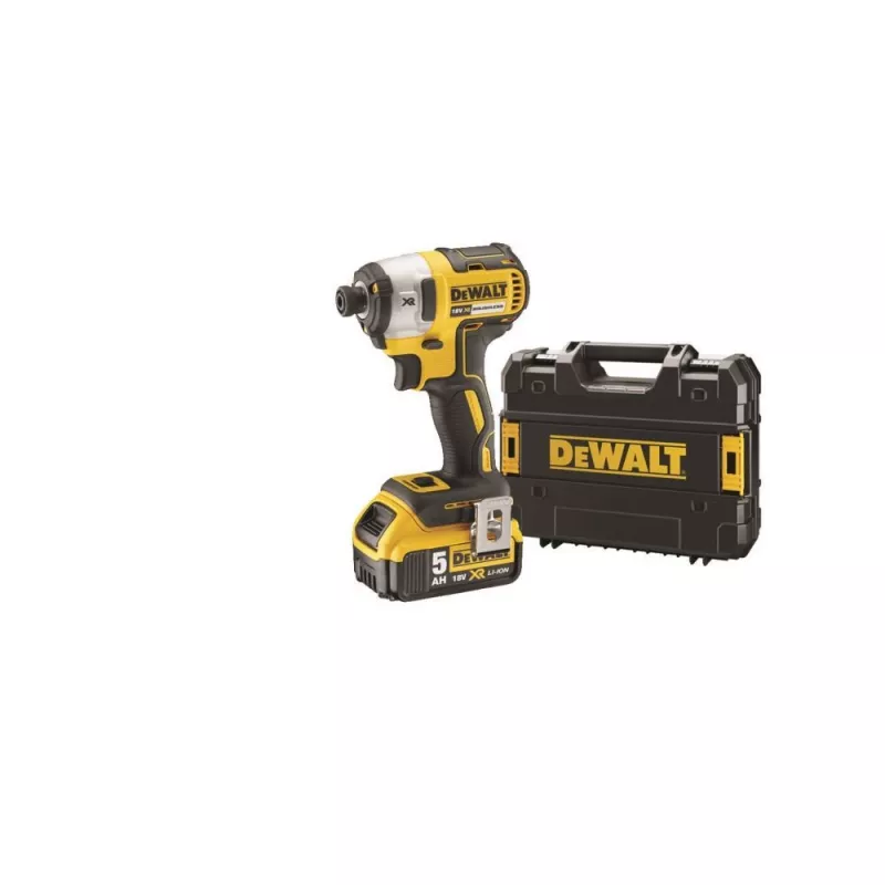 Smūginis suktuvas DeWALT DCF887P2-QW 1/4 colio pavara, 18V Li‑Ion 5Ah, 205 N·m, 3250 RPM, 2 baterijos, įkroviklis, dėklas