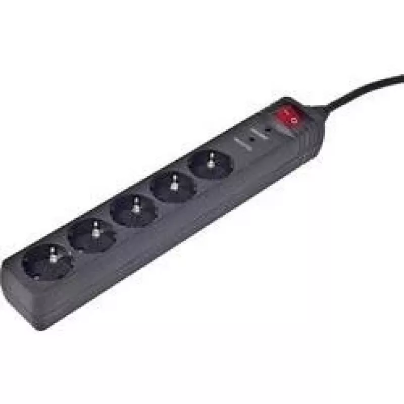 EnerGenie SPG5-C-15 apsauginis filtras nuo viršįtampių, juodas, 5 AC lizdai, 250 V, 4,5 m