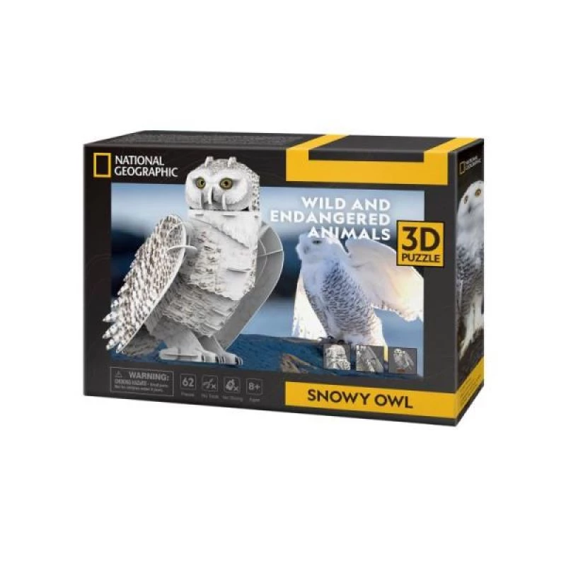 „CubicFun 3D“ dėlionė „NG Snow Owl“, 32 dalys, gyvūnai, amžius 8+