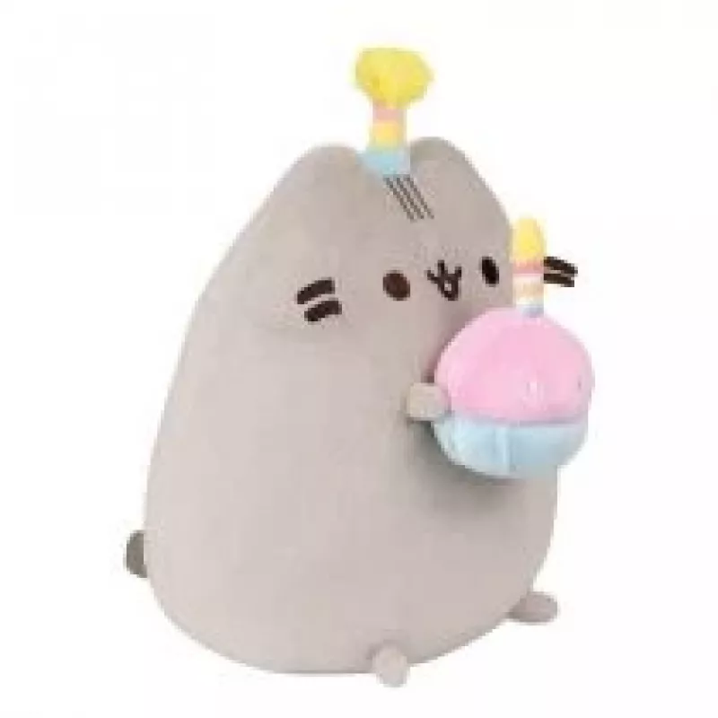 Plušinis žaislas Pusheen by Pusheen — 24 cm su gimtadienio kepure ir tortu