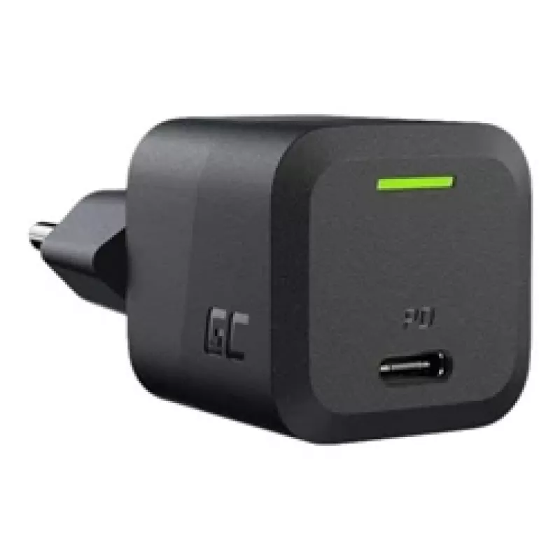 Mobiliojo įrenginio įkroviklis Green Cell CHARGC06, USB-C 33W, Quick Charge 3.0, kintamosios srovės įvestis 100–240V, juodas
