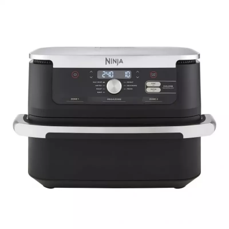 Ninja AF500EU gruzdintuvė Dviguba 10,4 L Atskira 2470 W Karšto oro gruzdintuvė Juoda, Nerūdijantis plienas