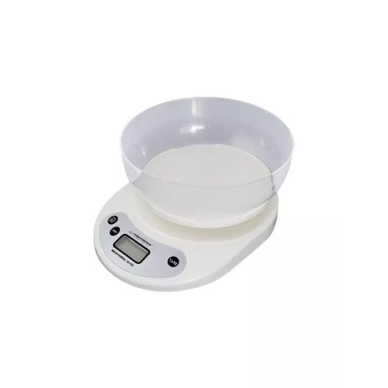 Elektroninė virtuvinė svarstyklė ESPERANZA EKS007 — 5 kg talpa, 1 g tikslumas, balta