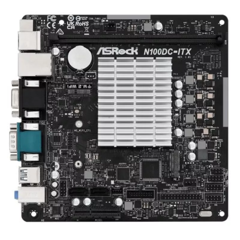 ASRock N100DC-ITX - Intel Quad-Core Processor N100 (iki 3,4 GHz) DDR4 - 2 SATA3, palaiko Intel Turbo Boost technologiją Mini ITX (280) pagrindinė plokštė